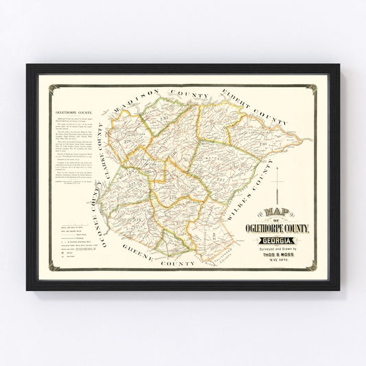 Vintage Map of Oglethorpe County, Georgia 1894