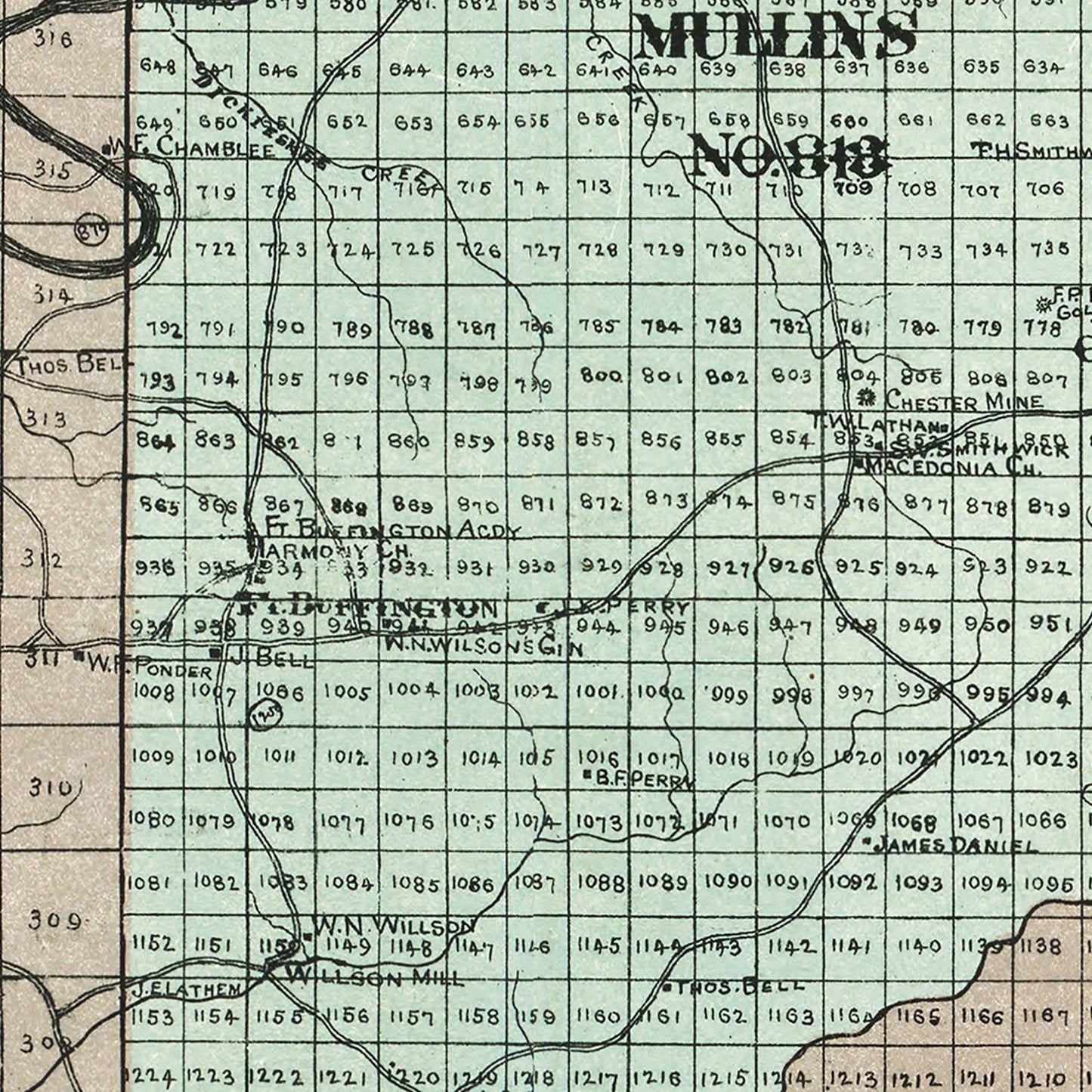 Vintage Map of Cherokee County, Georgia 1895
