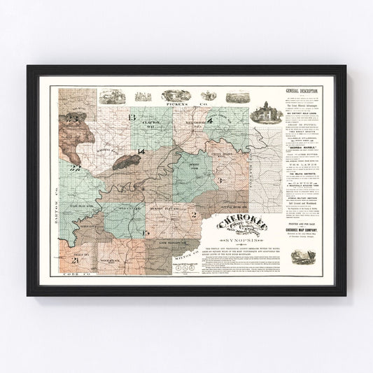 Vintage Map of Cherokee County, Georgia 1895