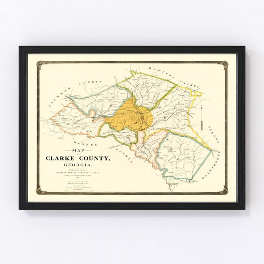 Vintage Map of Clarke County, Georgia 1893