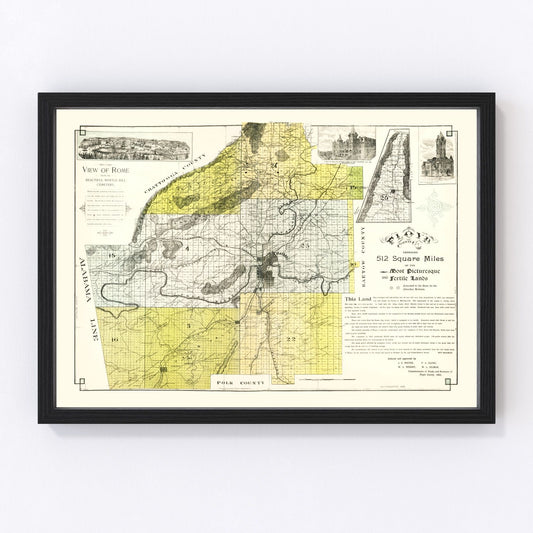 Vintage Map of Floyd County, Georgia 1895