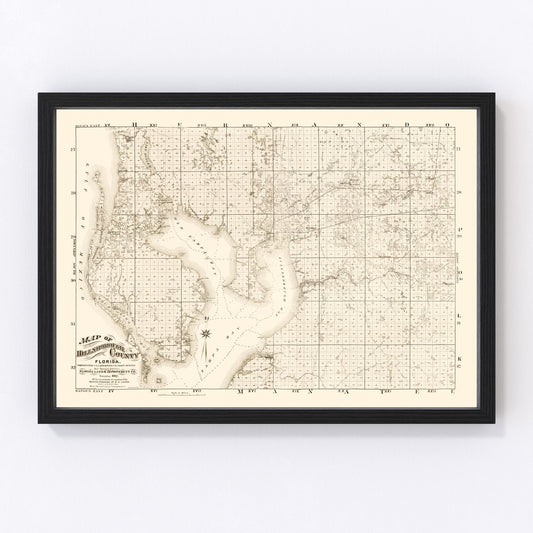 Vintage Map of Hillsborough County, Florida 1882
