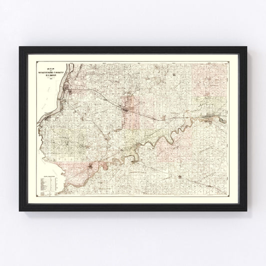Vintage Map of Whiteside County, Illinois 1896