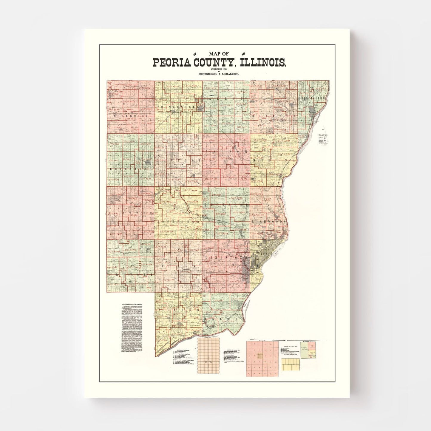 Vintage Map of Peoria County, Illinois 1904