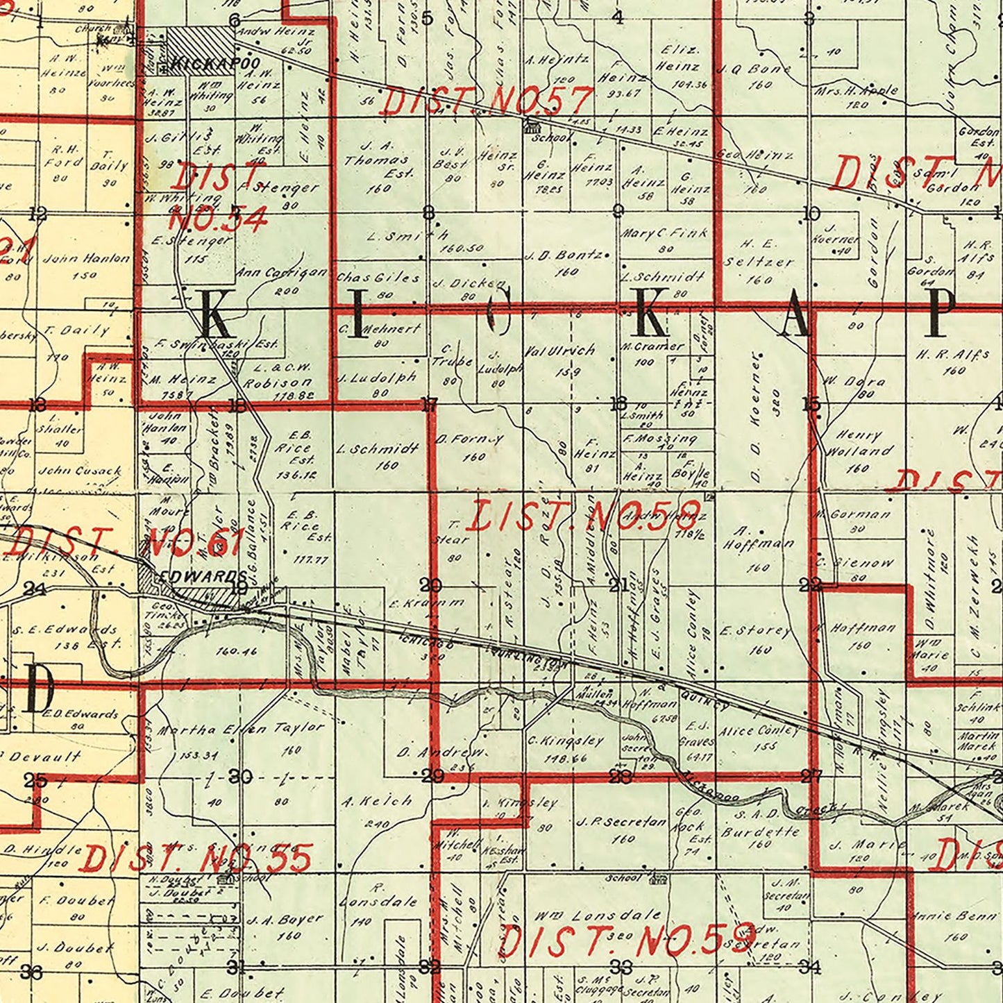 Vintage Map of Peoria County, Illinois 1904