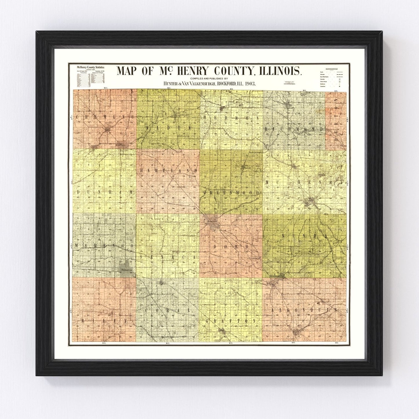Vintage Map of McHenry County, Illinois 1903