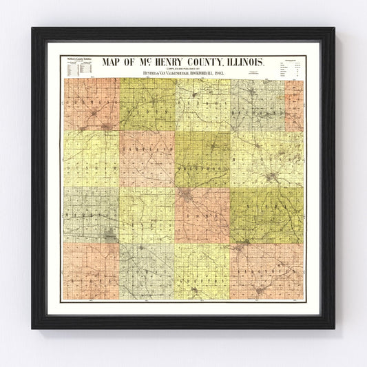 Vintage Map of McHenry County, Illinois 1903