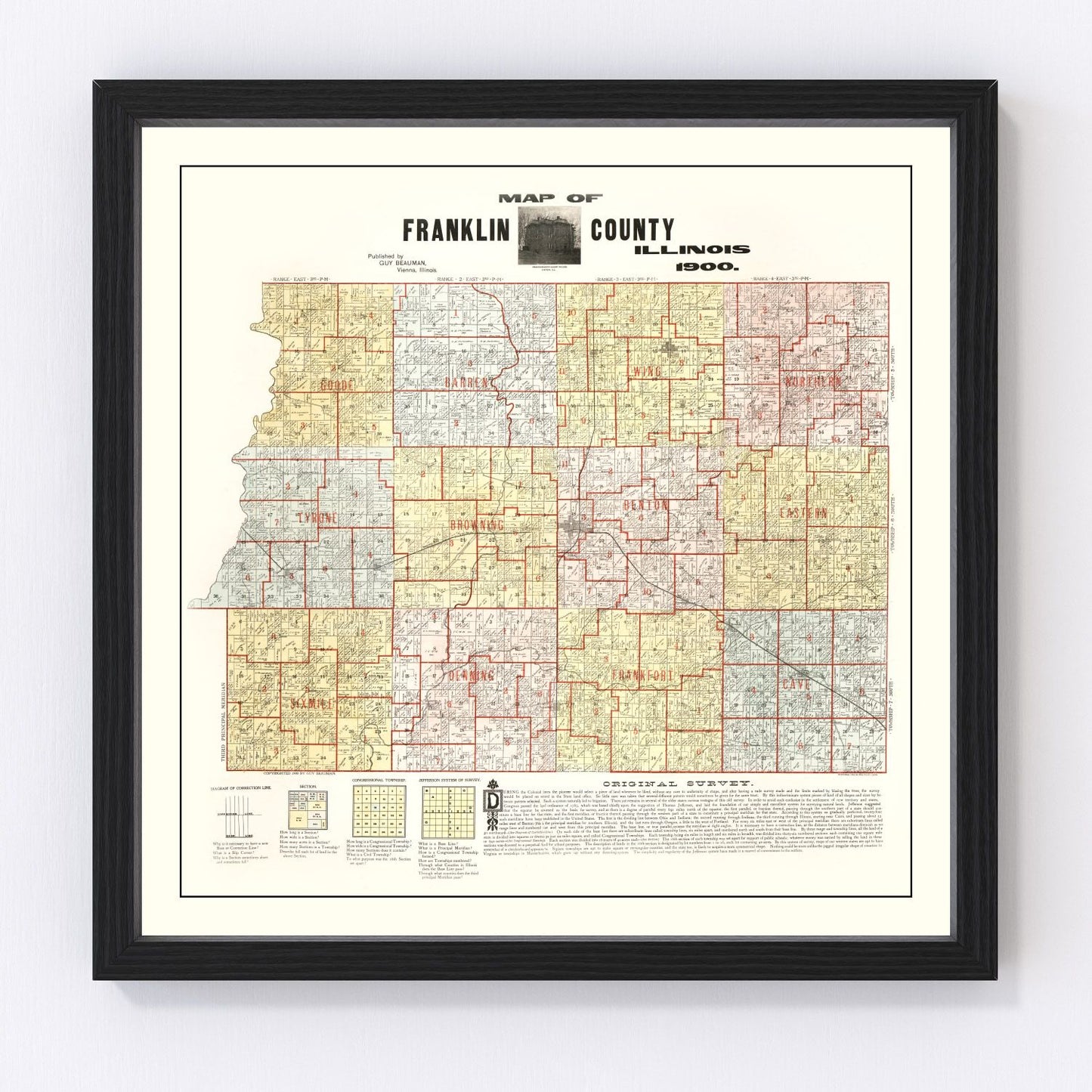 Vintage Map of Franklin County, Illinois 1900