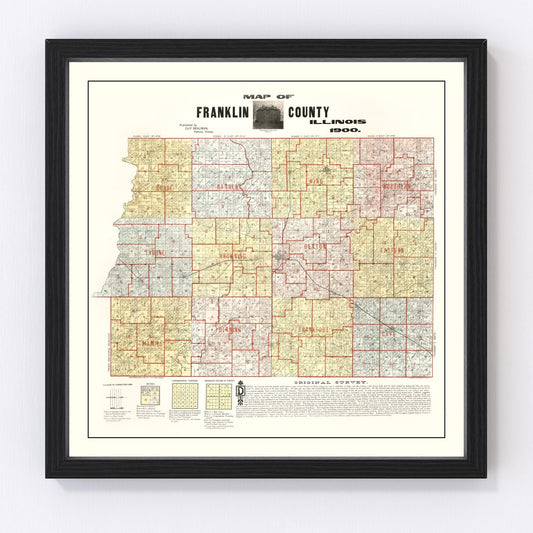 Vintage Map of Franklin County, Illinois 1900