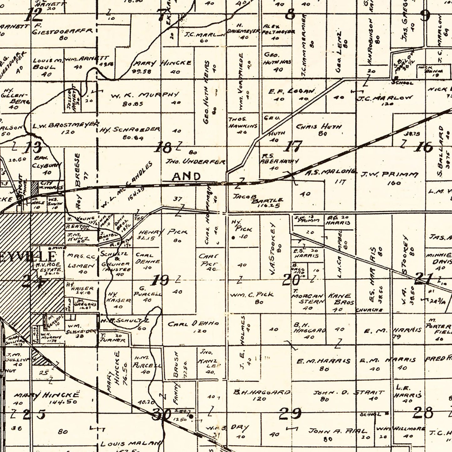 Vintage Map of Perry County, Illinois 1908