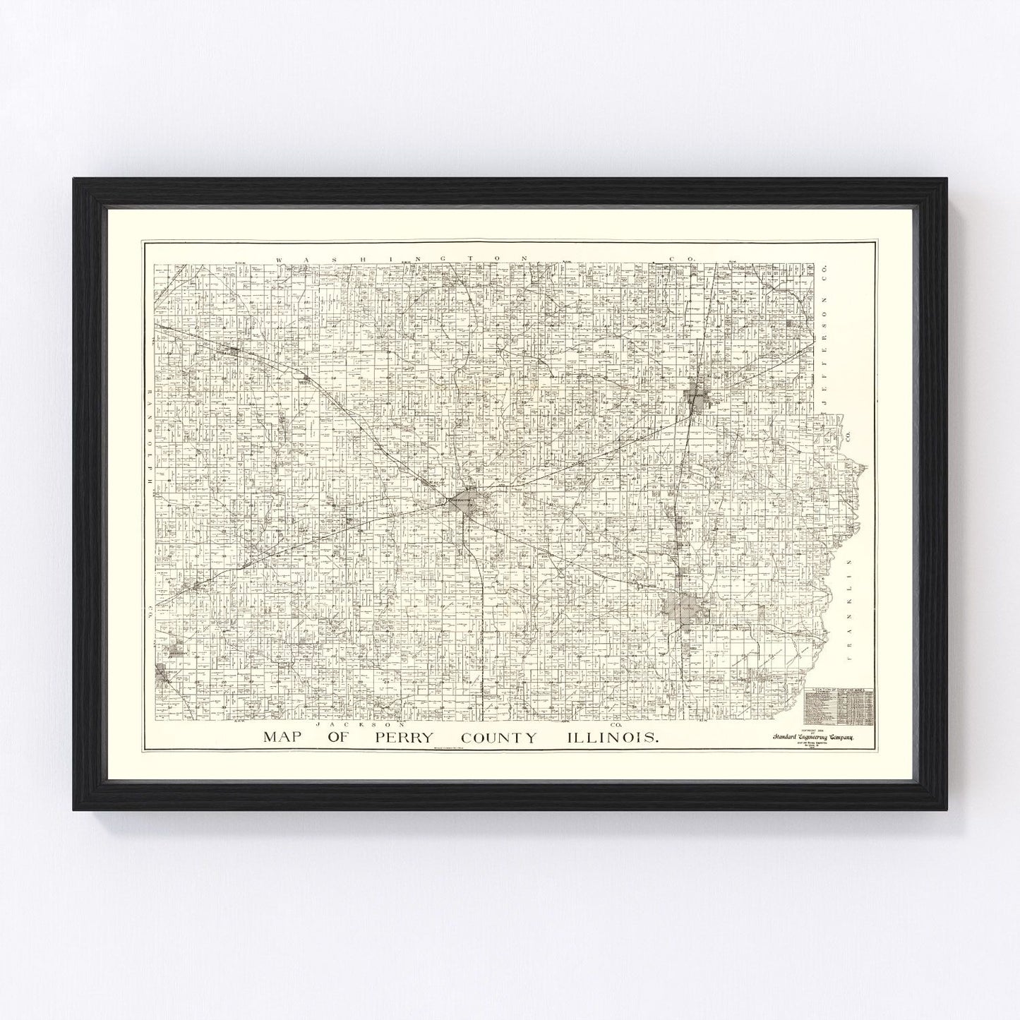 Vintage Map of Perry County, Illinois 1908