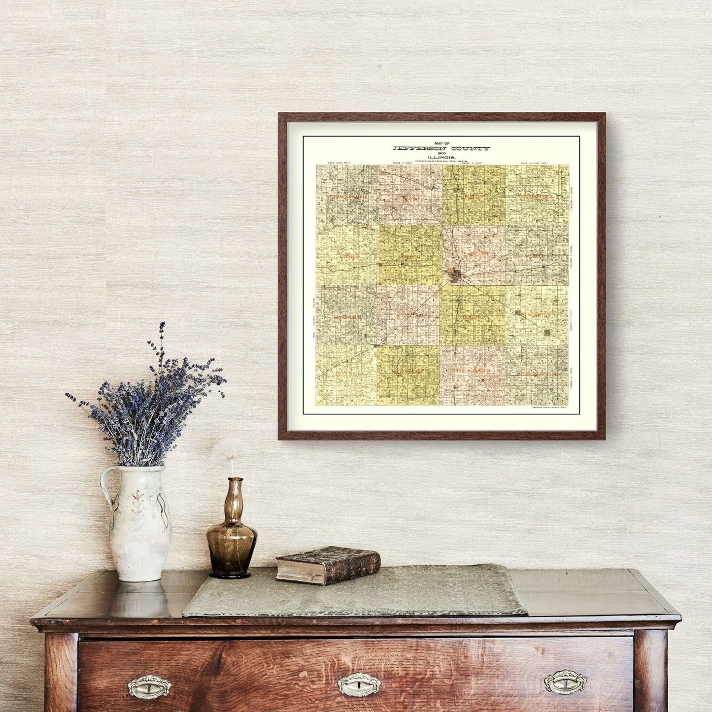Vintage Map of Jefferson County, Illinois 1900