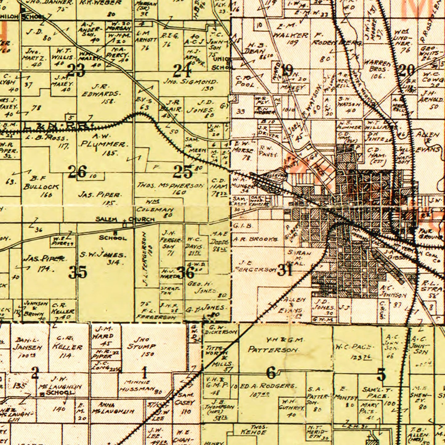 Vintage Map of Jefferson County, Illinois 1900