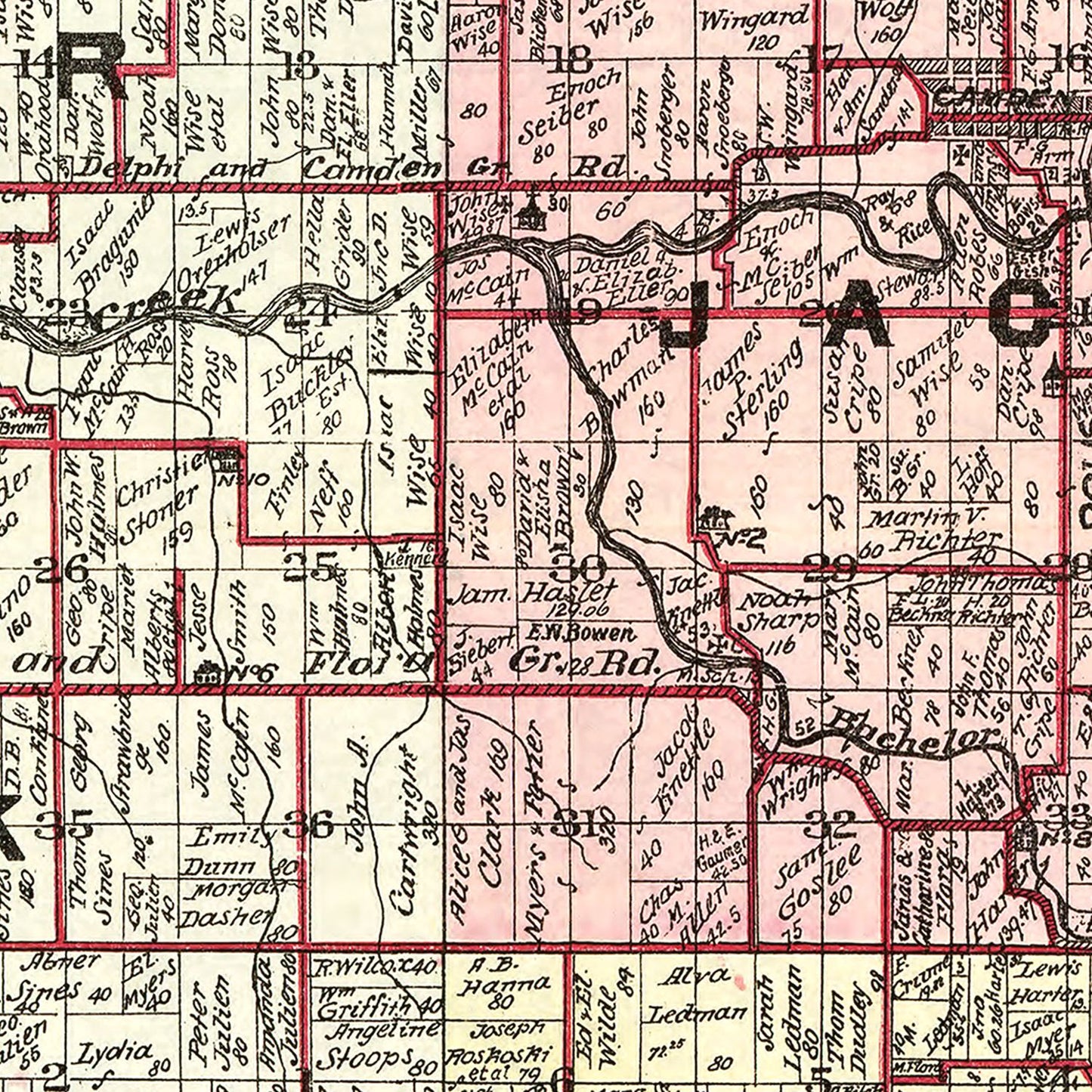 Vintage Map of Carroll County, Indiana 1898