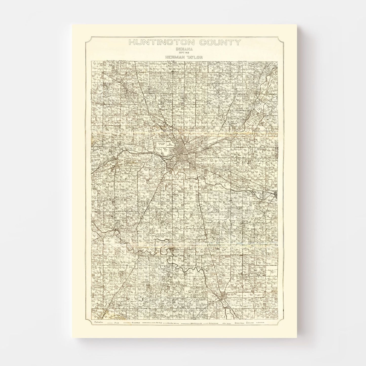 Vintage Map of Huntington County, Indiana 1903