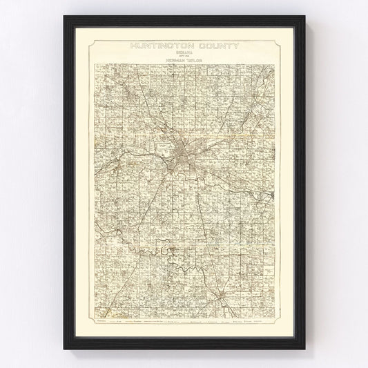 Vintage Map of Huntington County, Indiana 1903