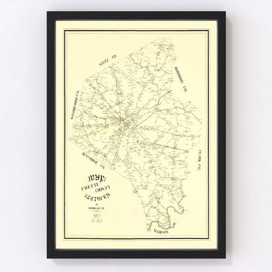 Vintage Map of Fayette County, Kentucky 1891