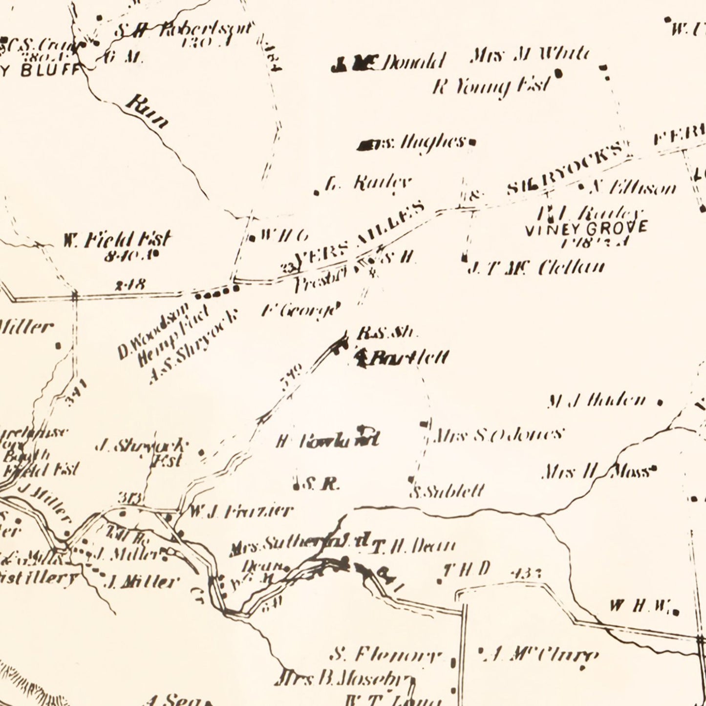 Vintage Map of Woodford County, Kentucky 1870