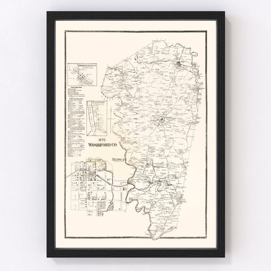 Vintage Map of Woodford County, Kentucky 1870