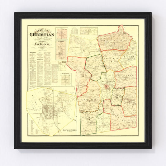 Vintage Map of Christian County, Kentucky 1878