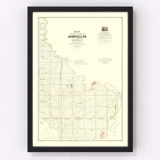 Vintage Map of Avoyelles Parish, Louisiana 1860