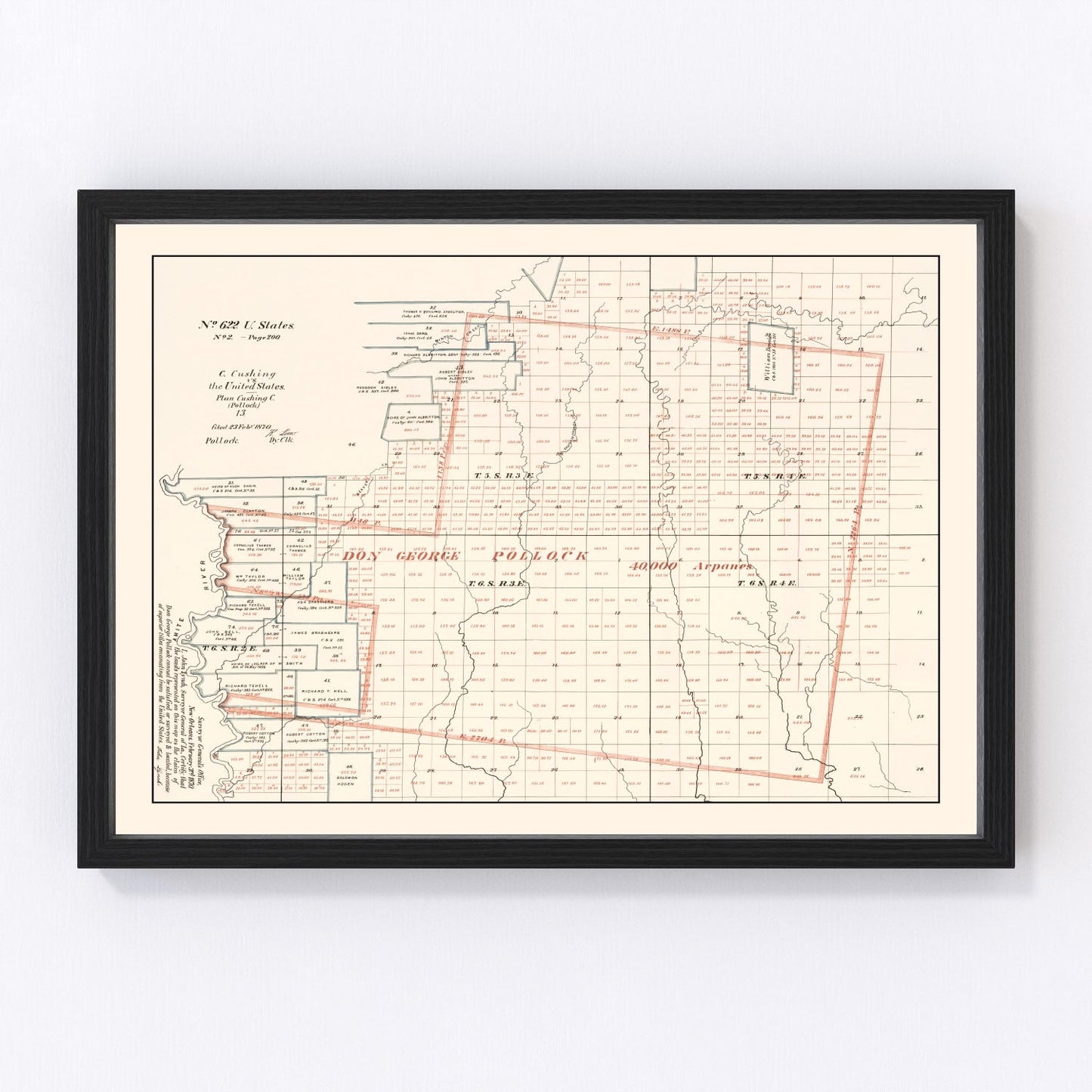 Vintage Map of Livingston Parish, Louisiana 1870
