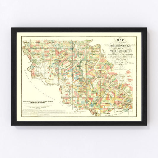 Vintage Map of Iberville Parish, Louisiana 1883