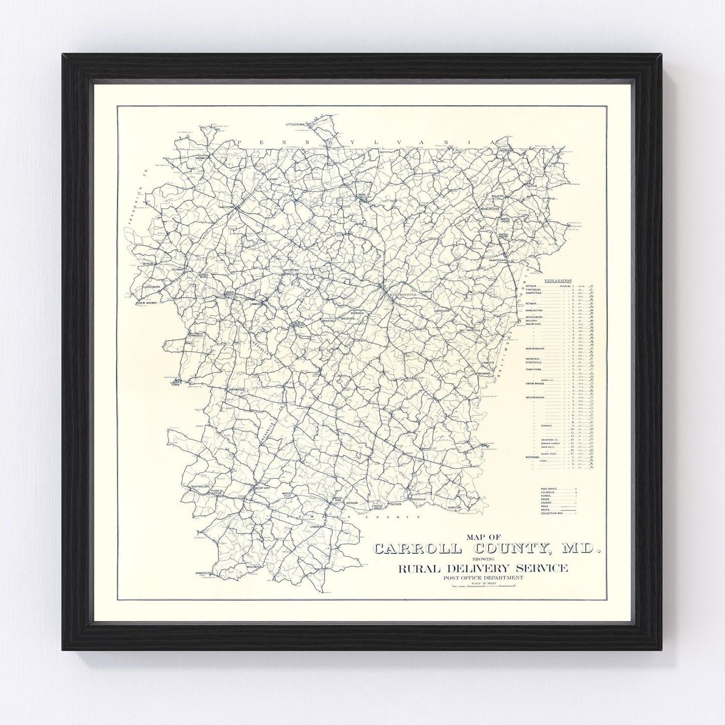 Vintage Map of Carroll County, Maryland 1911