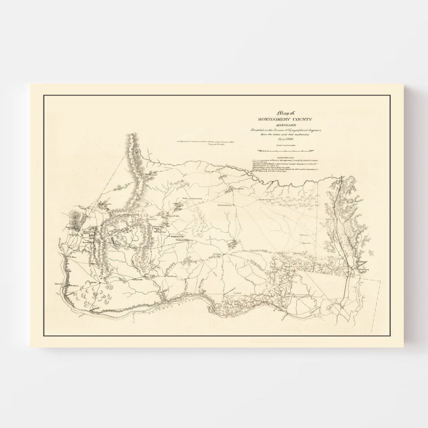 Vintage Map of Montgomery County, Maryland 1862