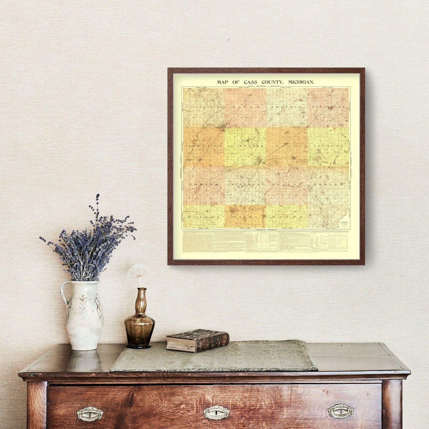 Vintage Map of Cass County, Michigan 1897