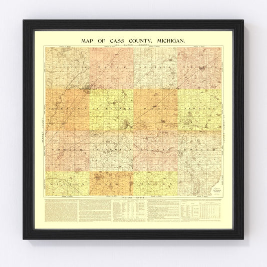 Vintage Map of Cass County, Michigan 1897