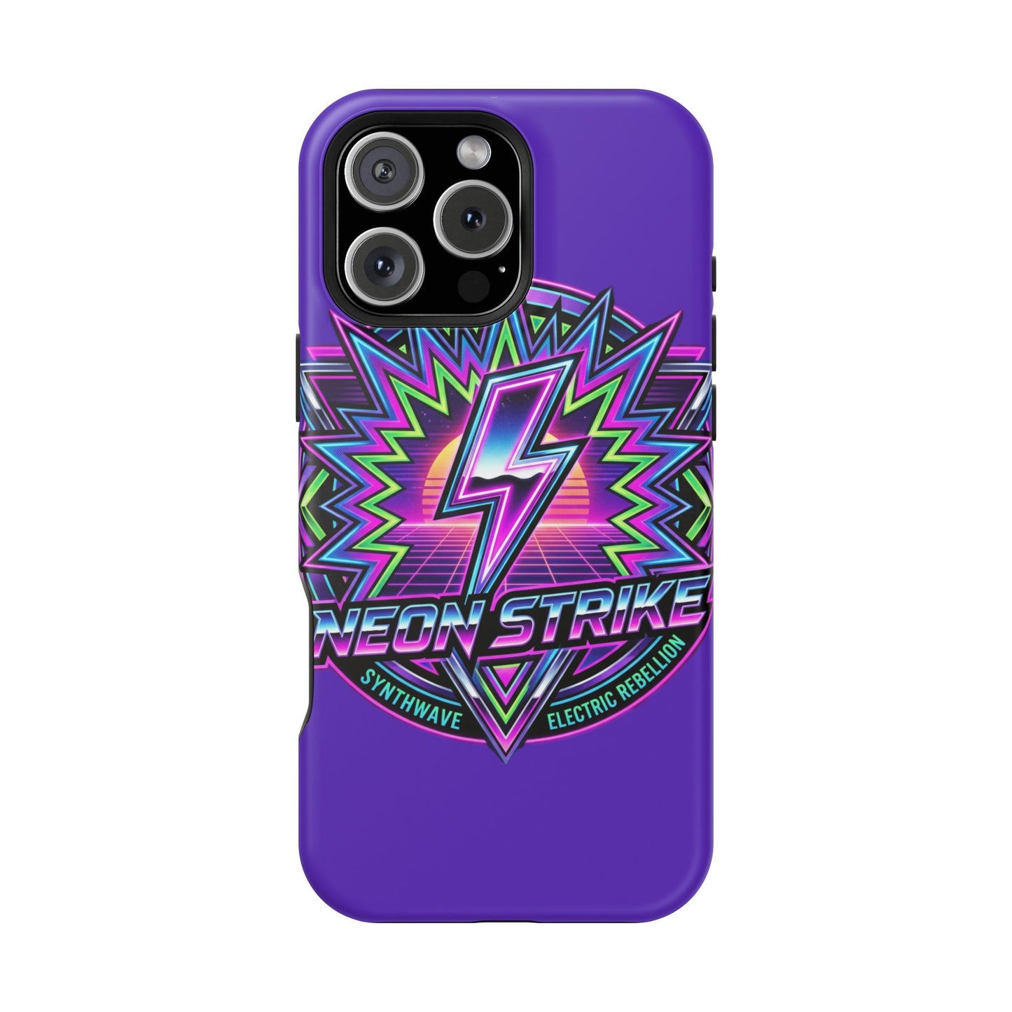 Neon Strike Phone Case — Retro 80s Lightning Magnetic Impact-Resistant Cover