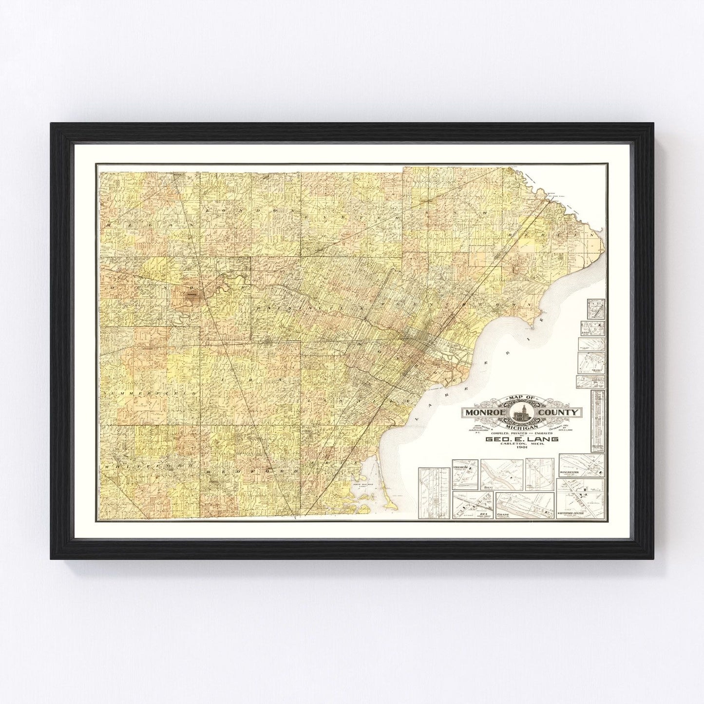 Vintage Map of Monroe County, Michigan 1901