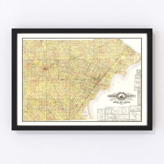 Vintage Map of Monroe County, Michigan 1901