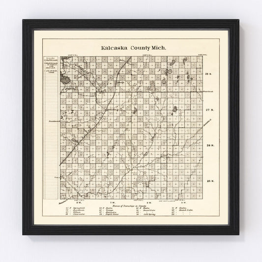 Vintage Map of Kalcaska County, Michigan 1878