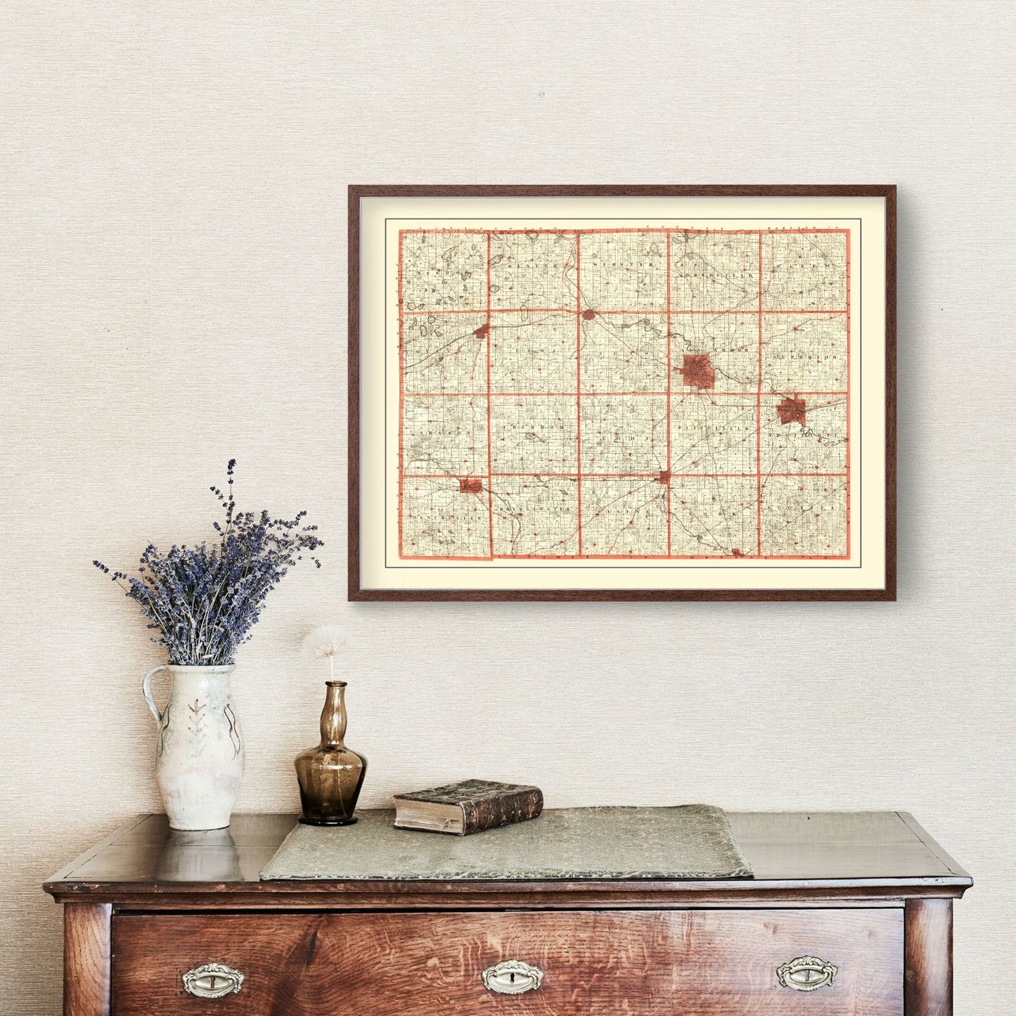 Vintage Map of Washtenaw County, Michigan 1896