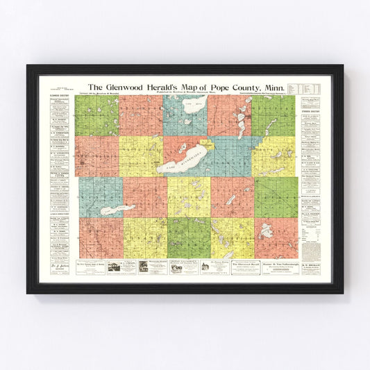 Vintage Map of Pope County, Minnesota 1901