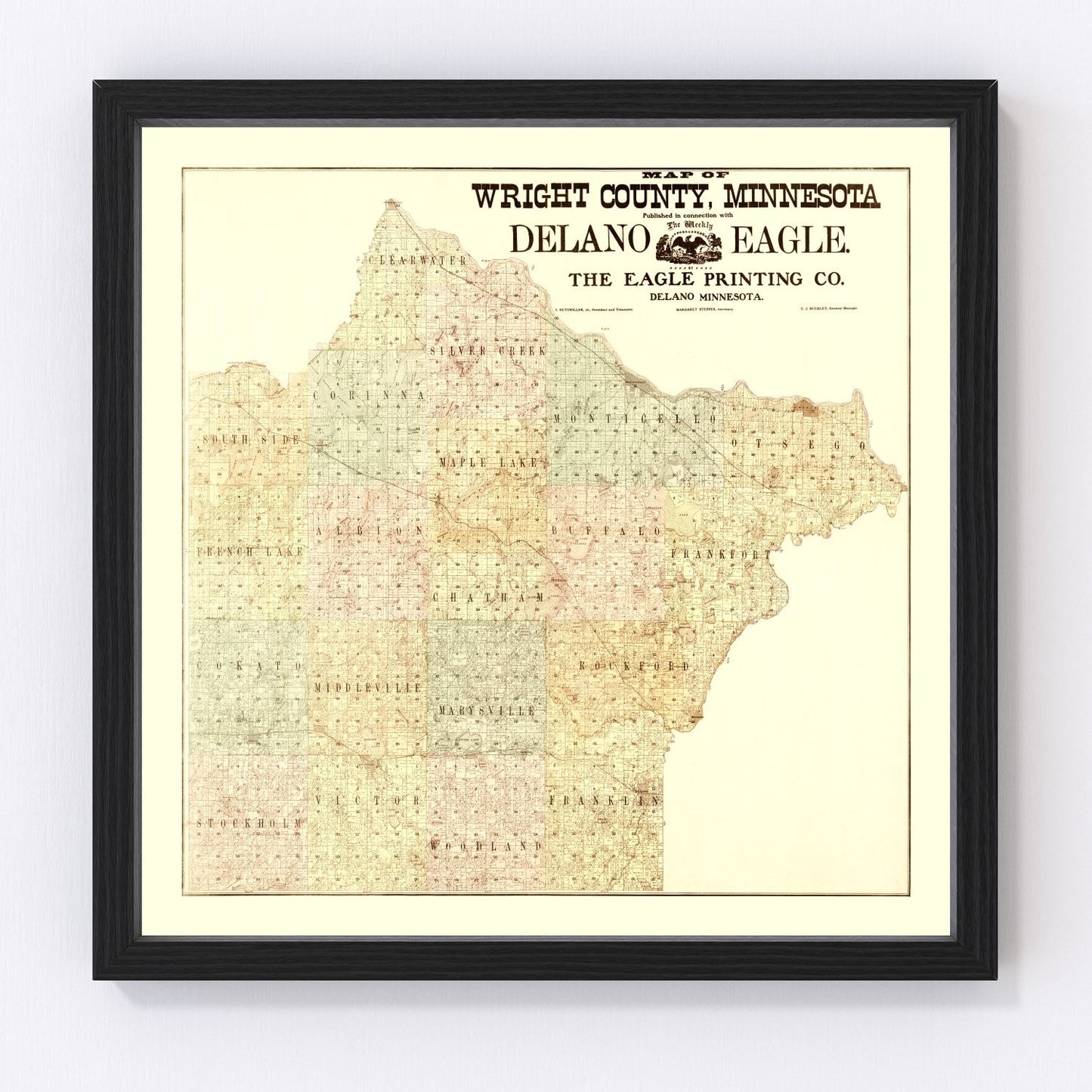 Vintage Map of Wright County, Minnesota 1901