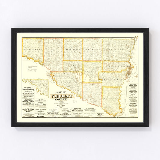 Vintage Map of Nicollet County, Minnesota 1885