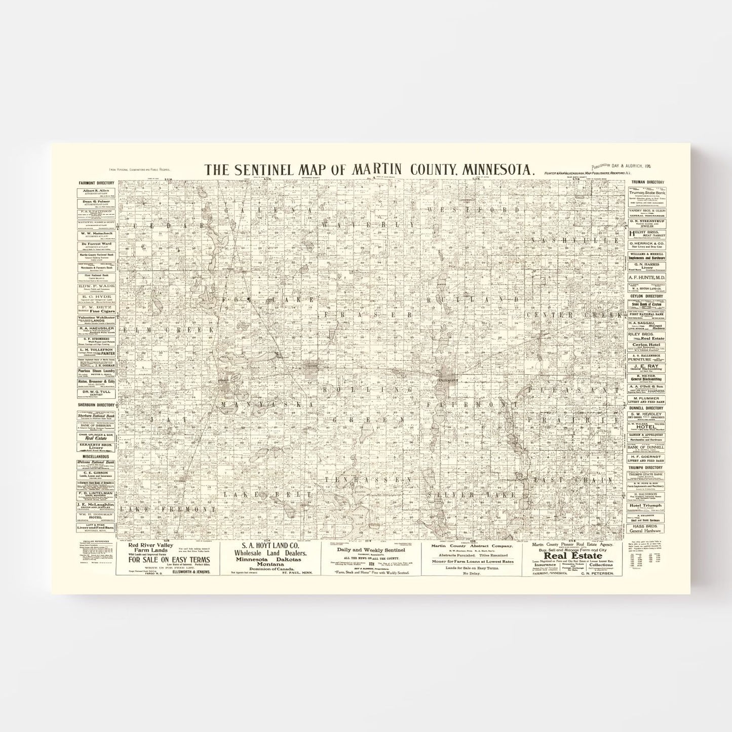 Vintage Map of Martin County, Minnesota 1901