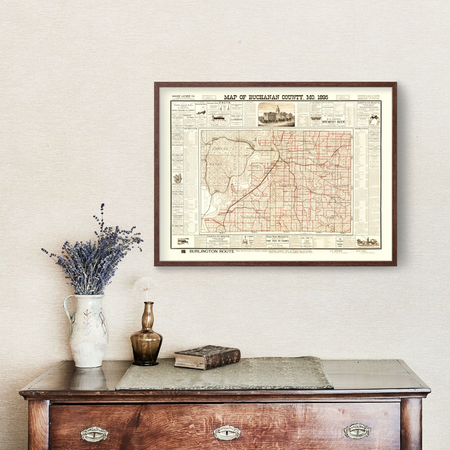 Vintage Map of Buchanan County, Missouri 1895
