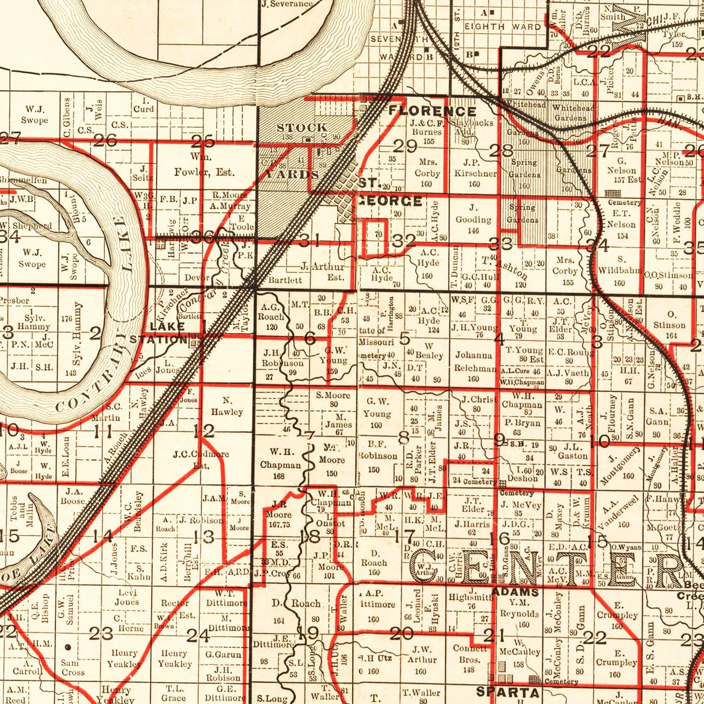 Vintage Map of Buchanan County, Missouri 1895