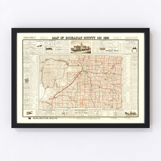 Vintage Map of Buchanan County, Missouri 1895