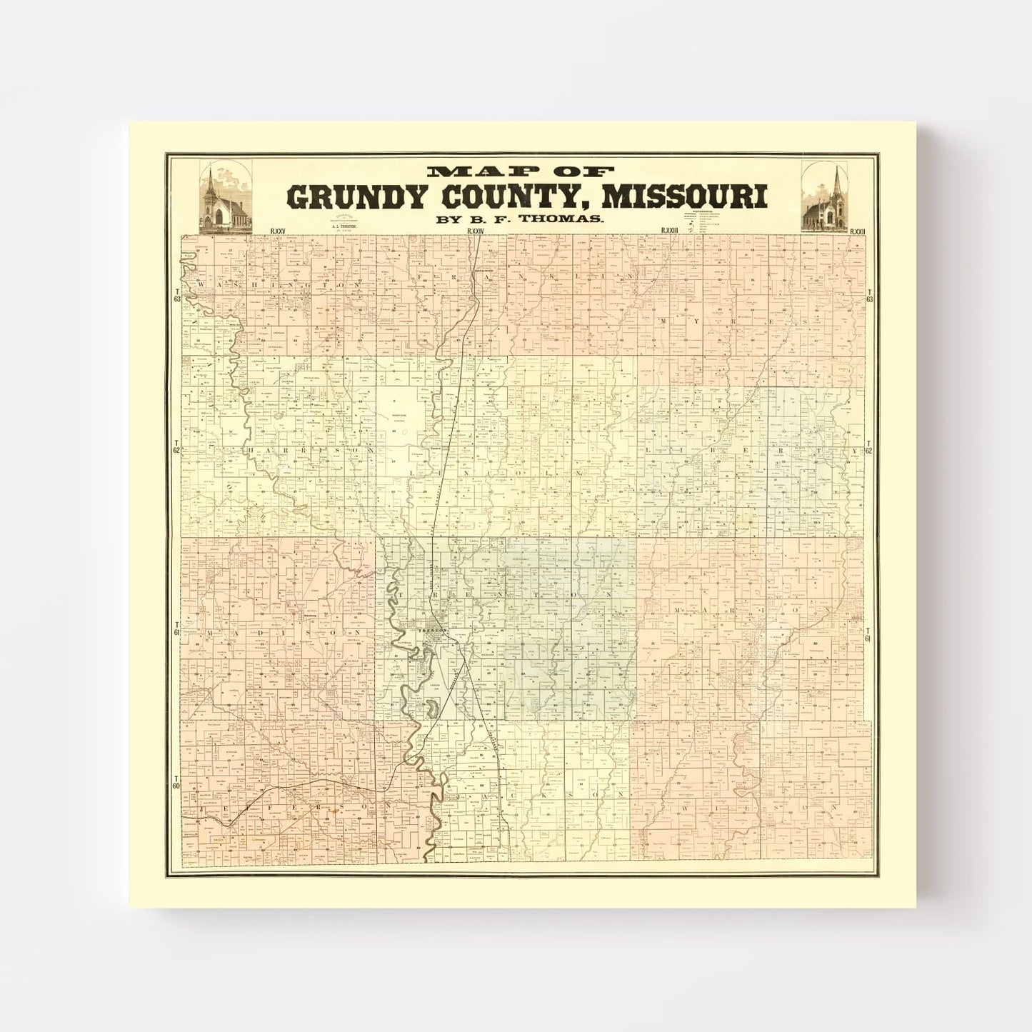 Vintage Map of Gundy County, Missouri 1890