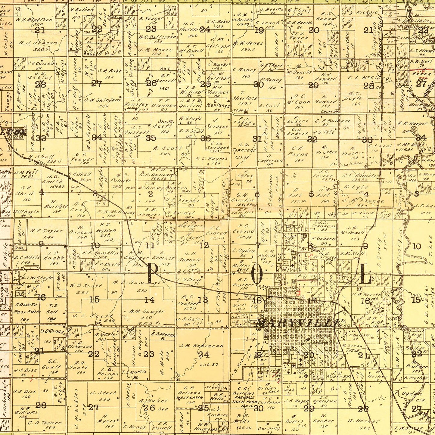 Vintage Map of Nodaway County, Missouri 1906