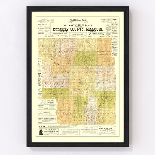 Vintage Map of Nodaway County, Missouri 1906