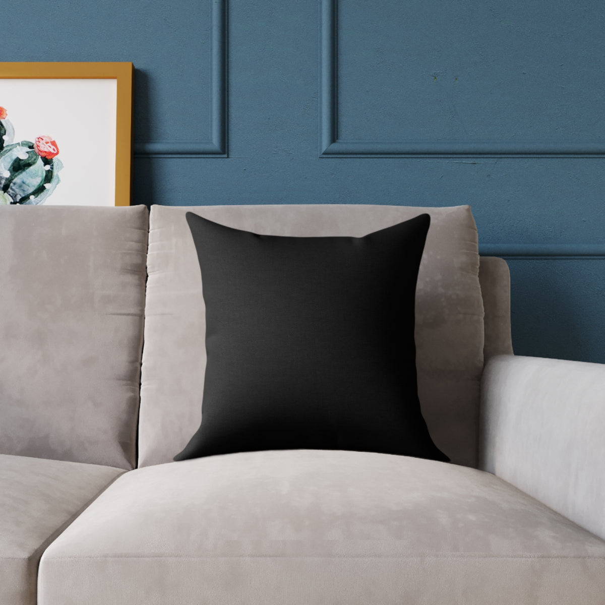 Black Square Throw Pillow - Minimal Modern Accent Cushion for Living Room & Bedroom