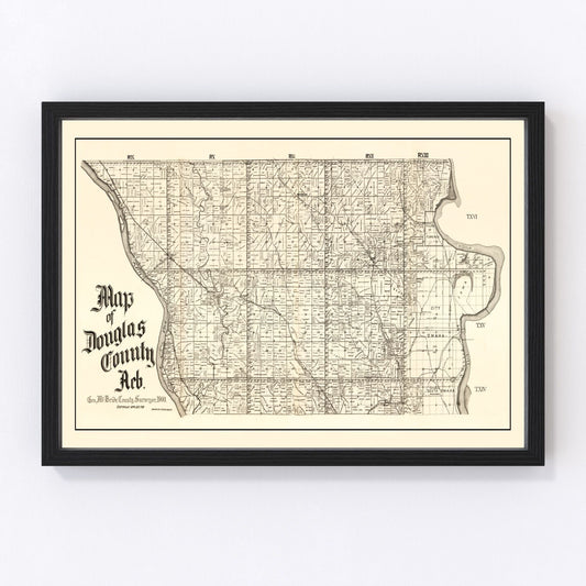 Vintage Map of Douglas County, Nebraska 1900