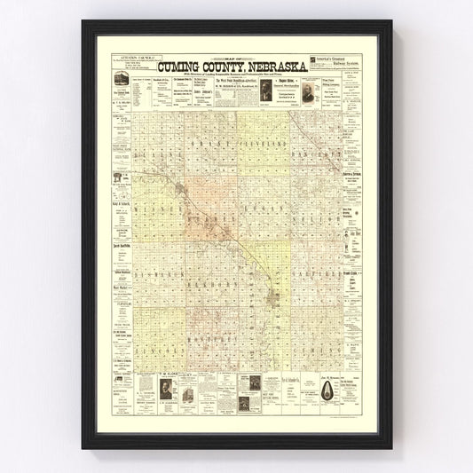 Vintage Map of Cuming County, Nebraska 1900
