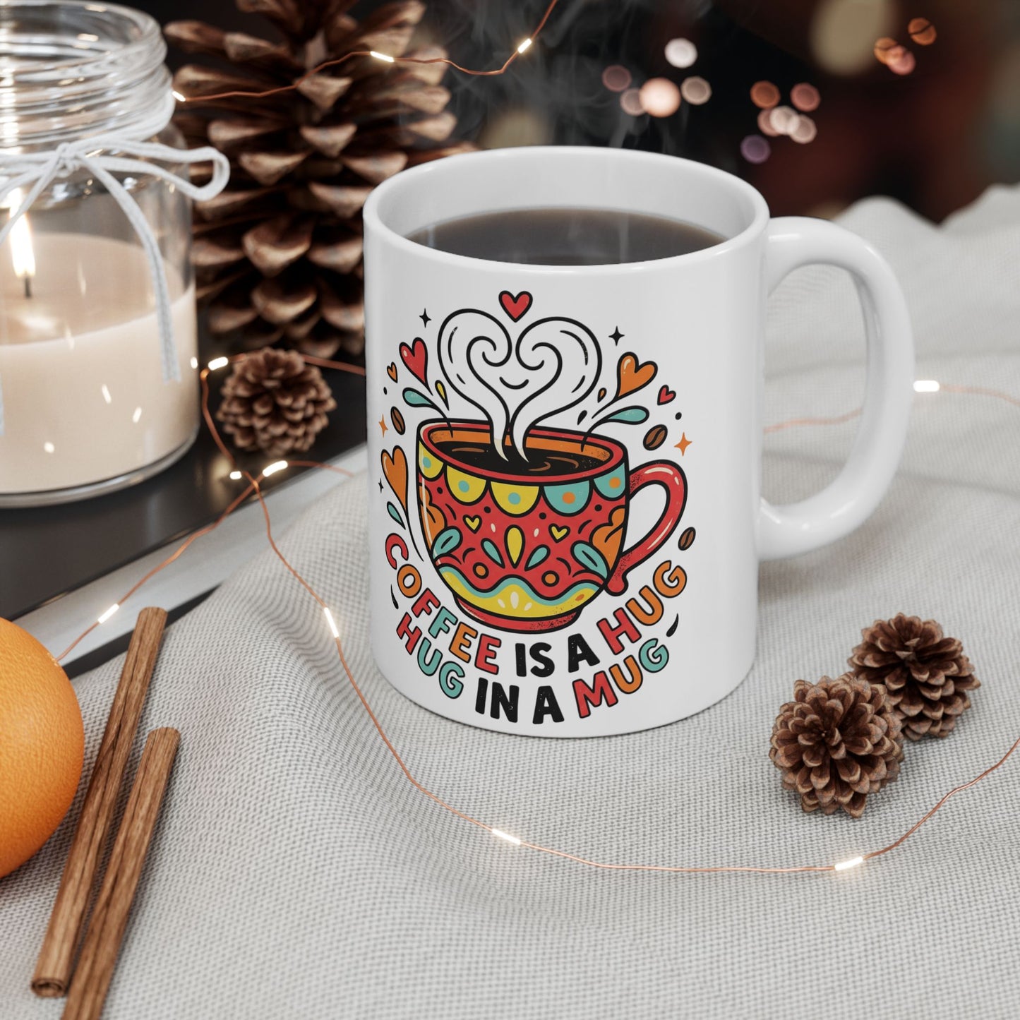 Coffee Hug Mug – Colorful Heartwarming Ceramic Coffee Cup (11oz & 15oz)